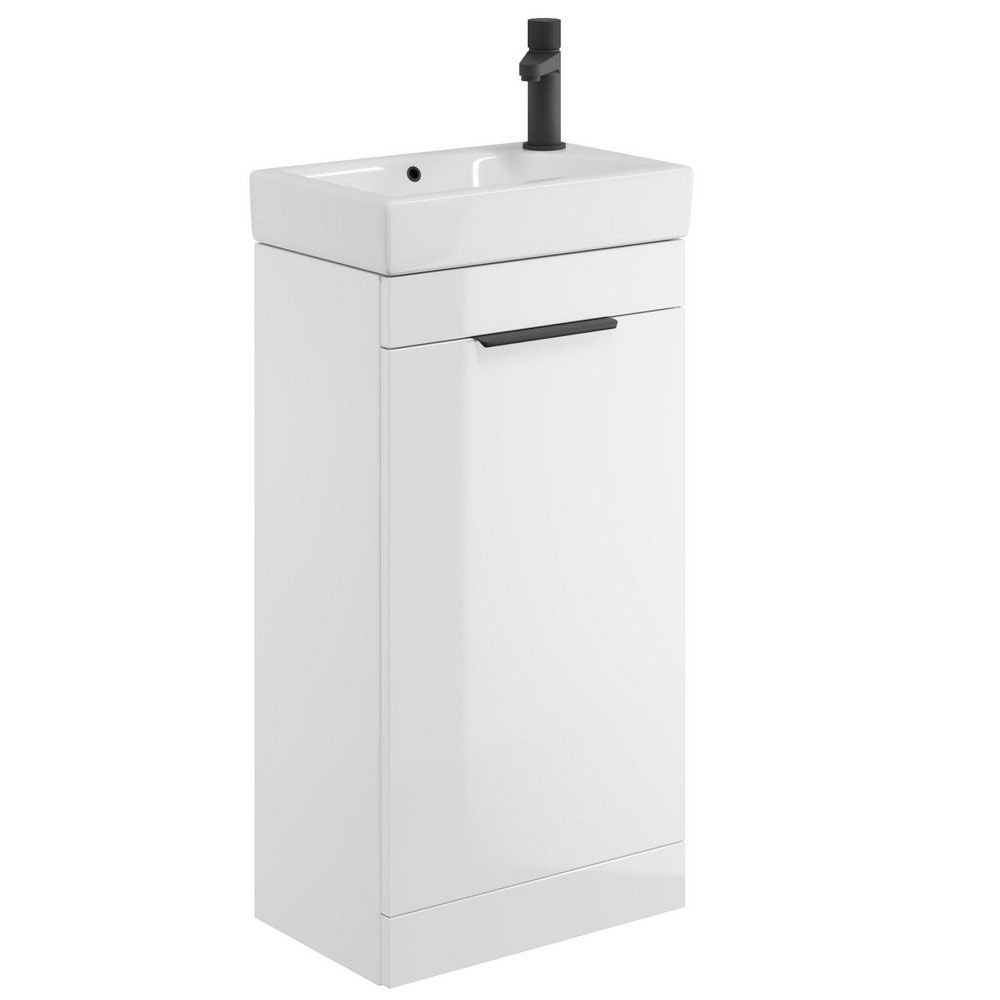 Ezme 450mm Cloakroom Floorstanding Unit & Basin - High Gloss White 