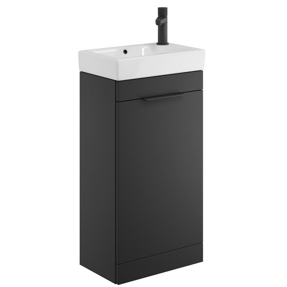 Ezme 450mm Cloakroom Floorstanding Unit & Basin - Matt Black 