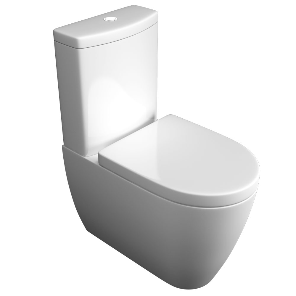 Geno Round Closed Back Comfort Height Rimless Pan, Cistern & Premium Soft Close Seat