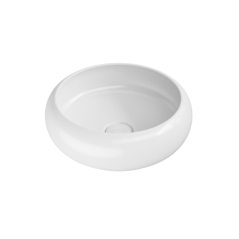 Gloss White 360mm Round Countertop Basin 