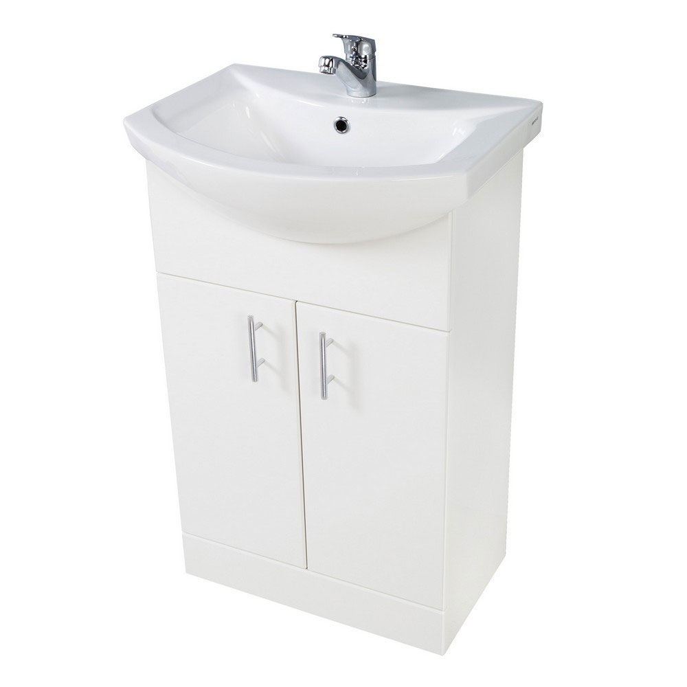 Lanz 550mm Floor Standing Unit & Basin - Polar White 