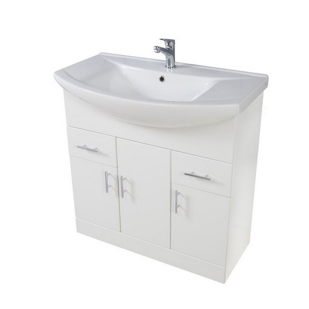 Lanz 750mm Floor Standing Unit & Basin - Polar White 