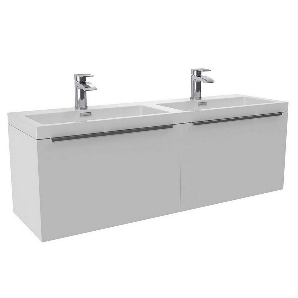 Murro 1200mm Double Basin & Wall Hung Unit - High Gloss White 