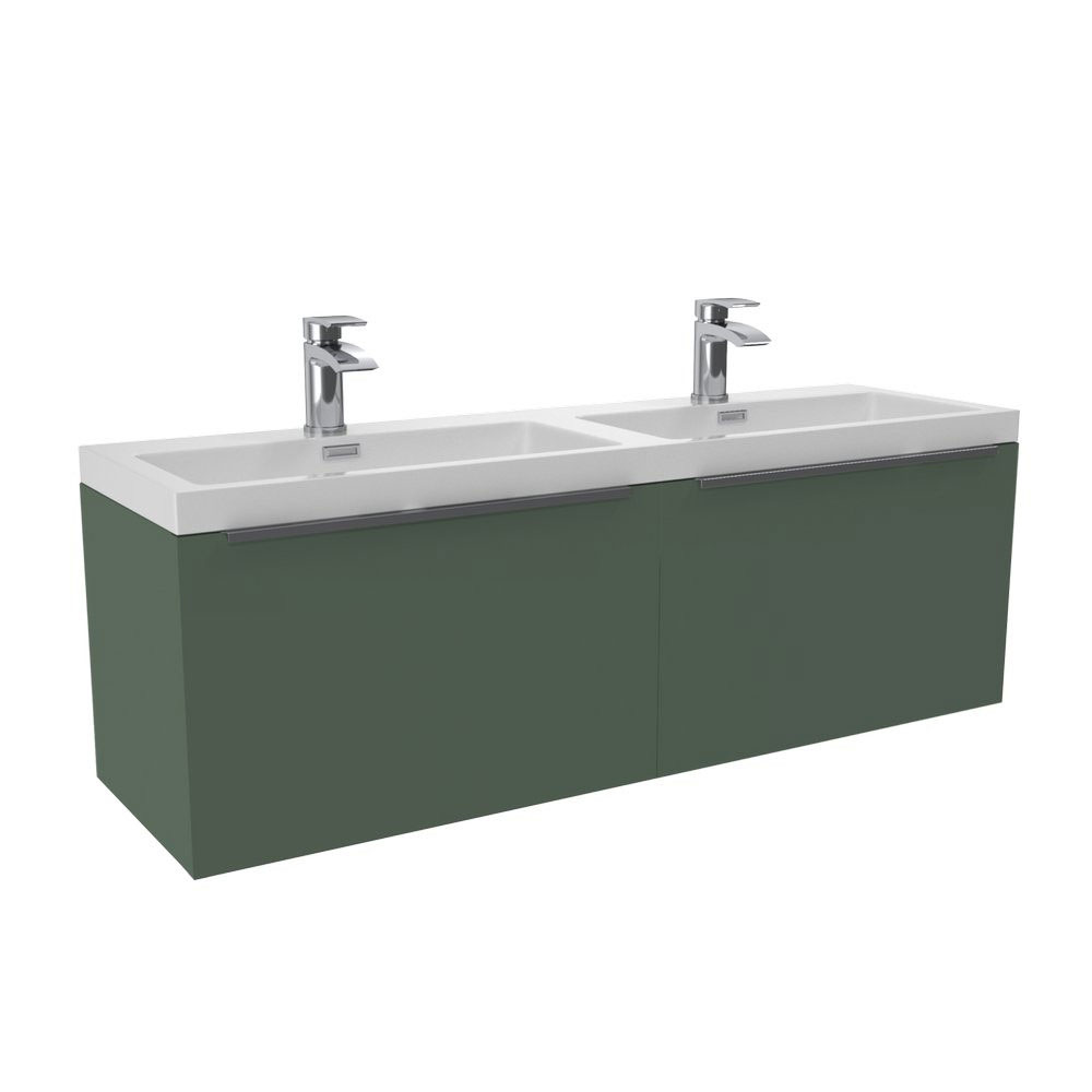Murro 1200mm Double Basin & Wall Hung Unit - Reed Green