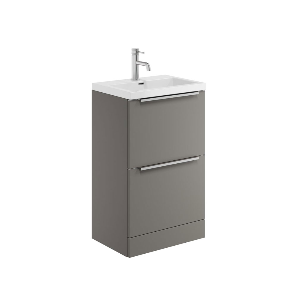 Murro 500mm Floor Standing Unit & Ceramic Basin - Dust Grey 