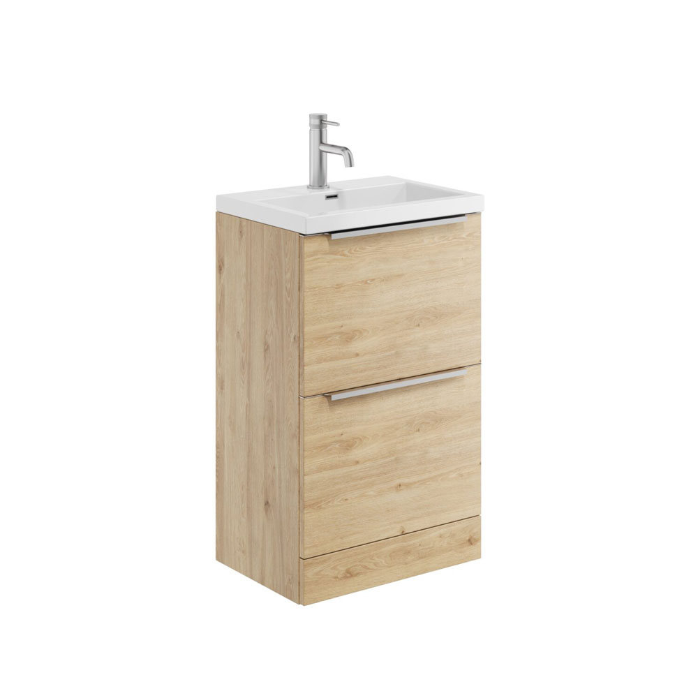 Murro 500mm Floor Standing Unit & Ceramic Basin - Davos Oak