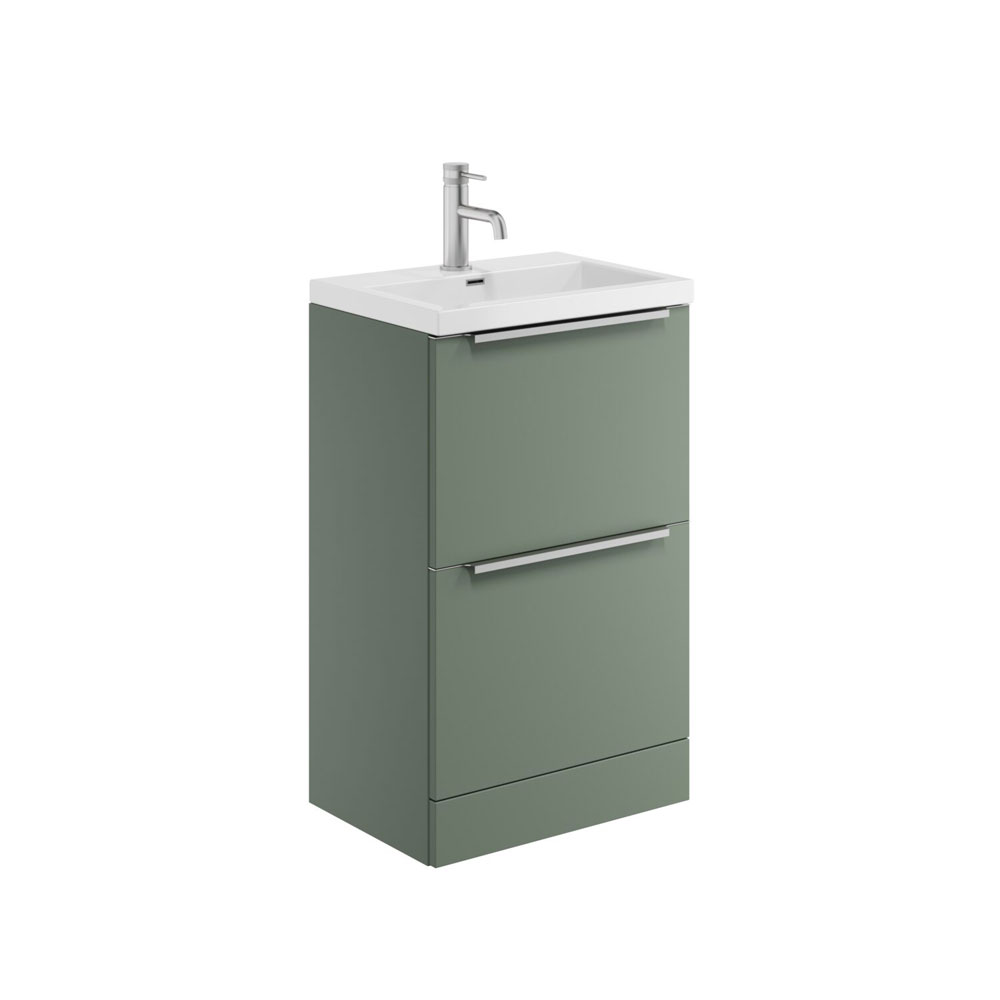 Murro 500mm Floor Standing Unit & Ceramic Basin - Reed Green