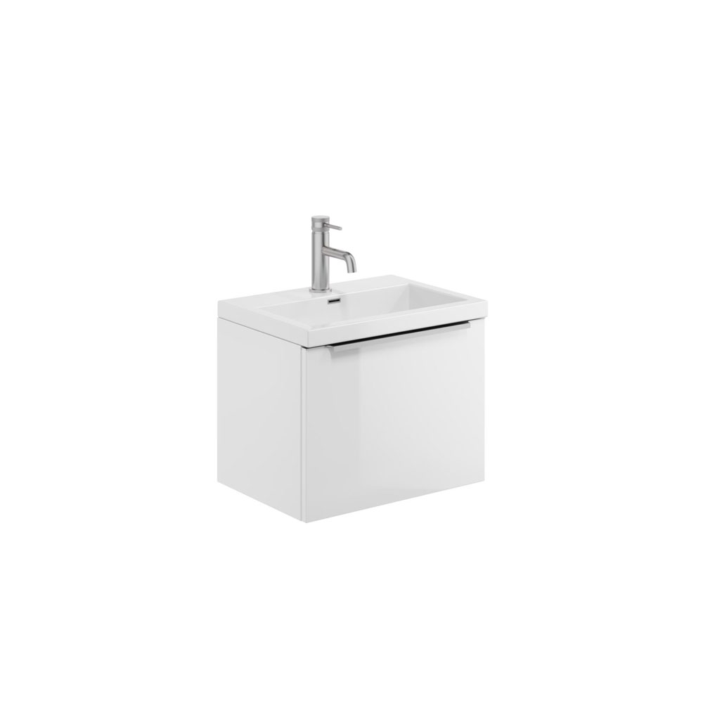 Murro 500mm Wall Hung Unit & Ceramic Basin - High Gloss White 