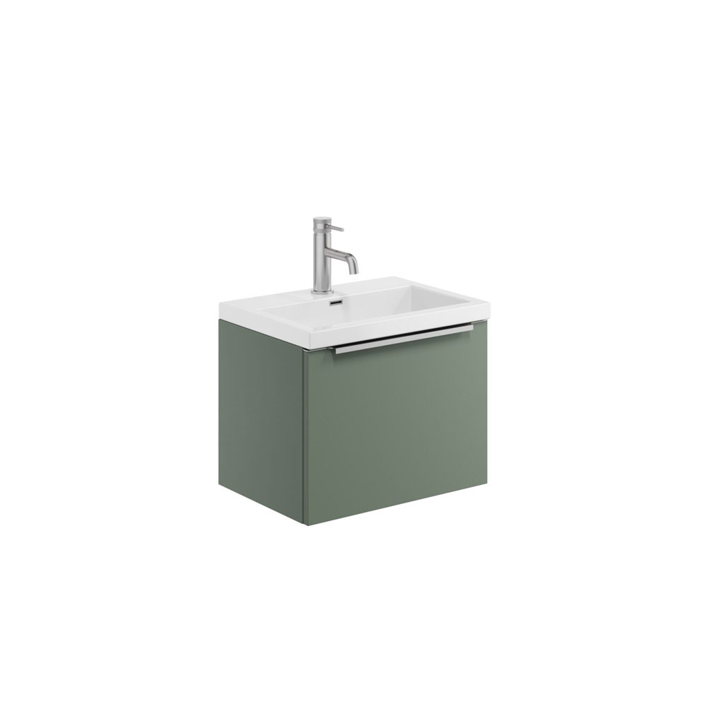 Murro 500mm Wall Hung Unit & Ceramic Basin - Reed Green