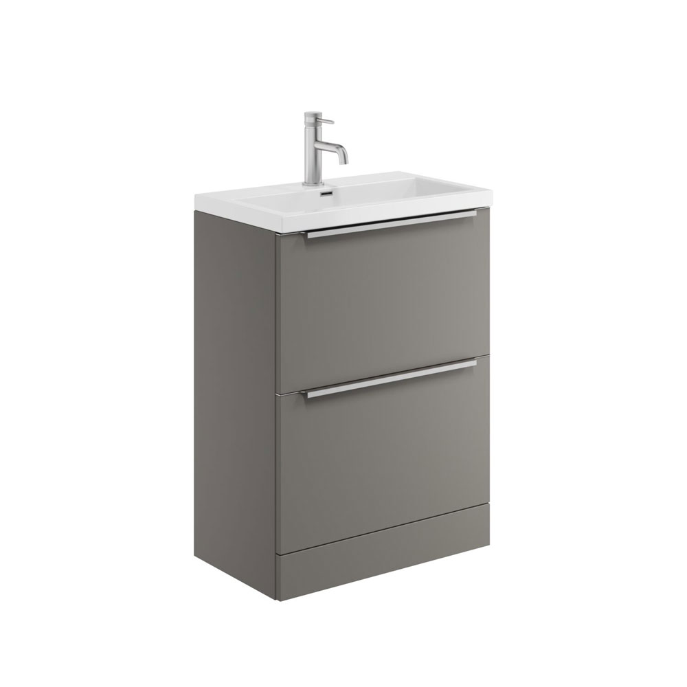 Murro 600mm Floor Standing Unit & Ceramic Basin - Dust Grey 