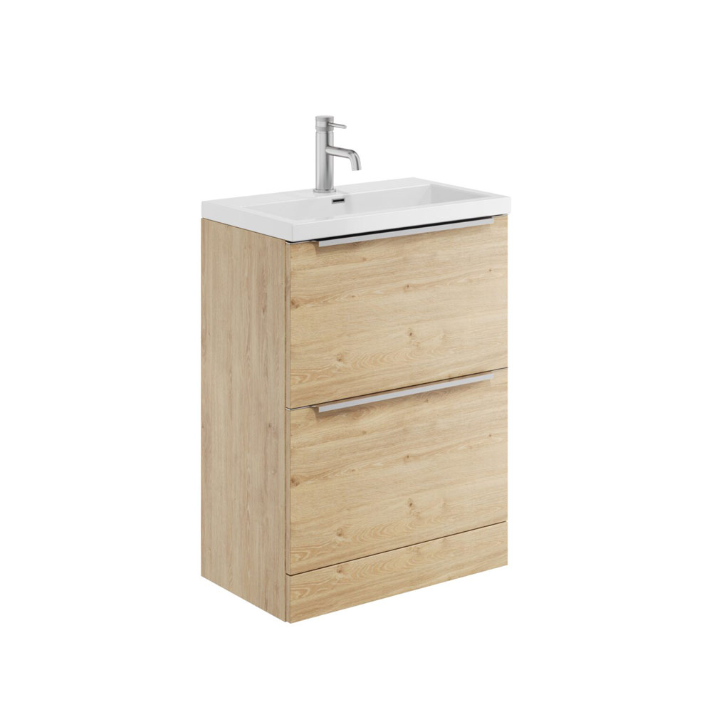 Murro 600mm Floor Standing Unit & Ceramic Basin - Davos Oak