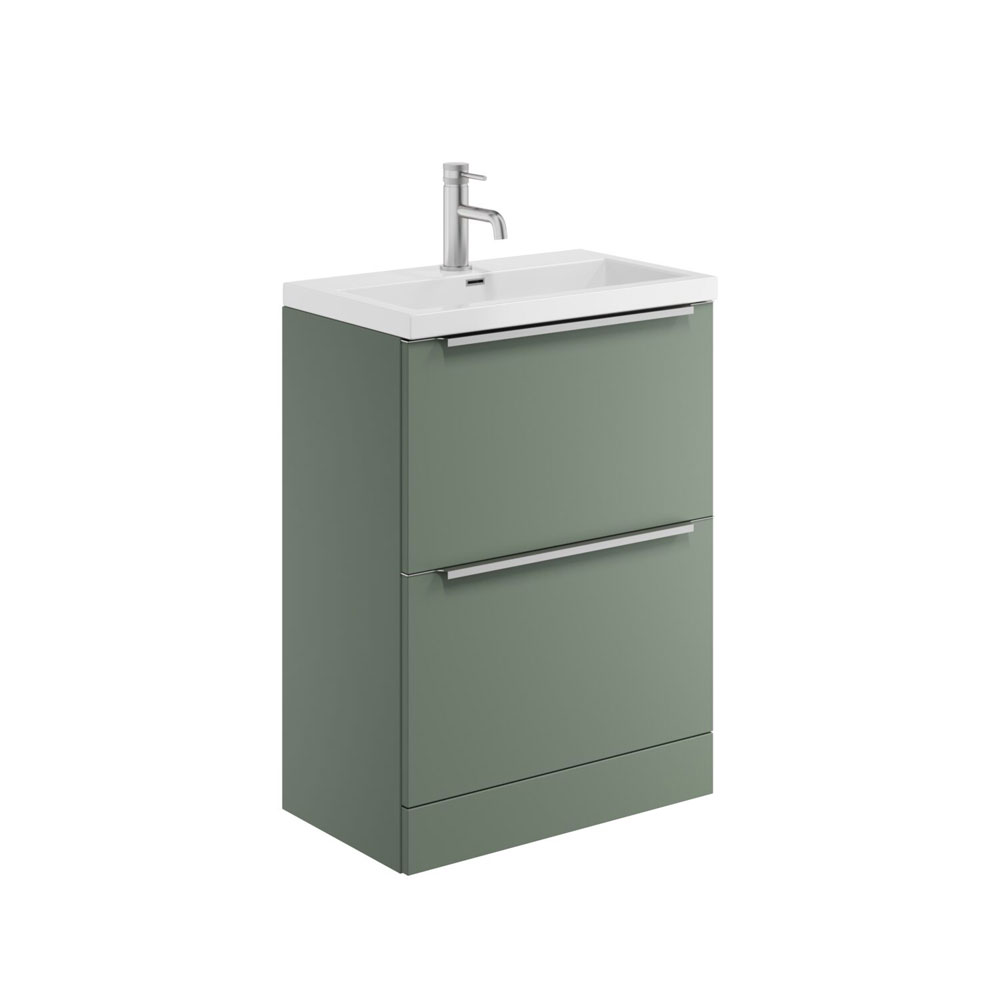 Murro 600mm Floor Standing Unit & Ceramic Basin - Reed Green