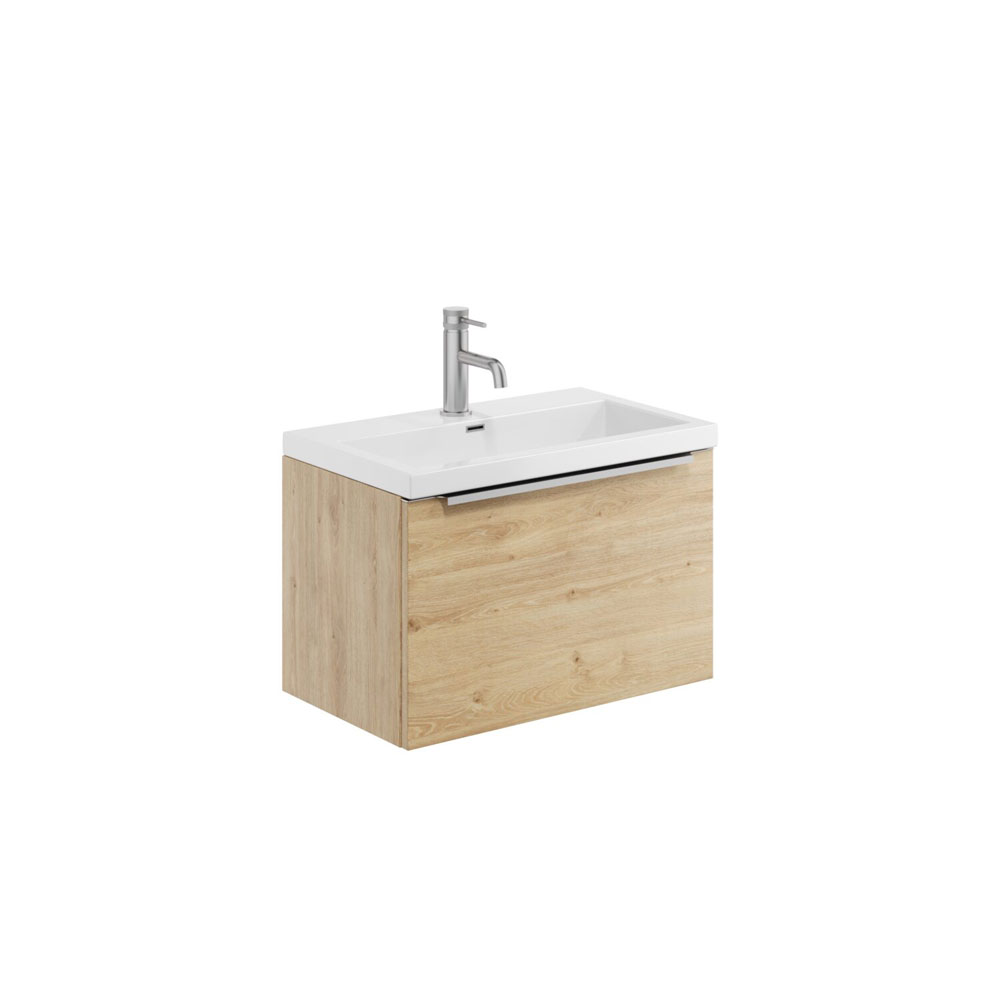 Murro 600mm Wall Hung Unit & Ceramic Basin - Davos Oak