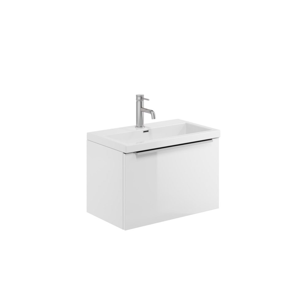 Murro 600mm Wall Hung Unit & Ceramic Basin - High Gloss White 