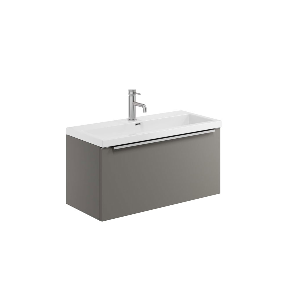 Murro 800mm Wall Hung Unit & Ceramic Basin - Dust Grey 
