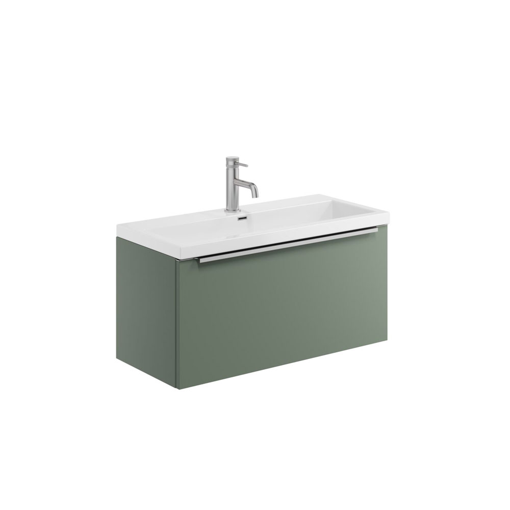 Murro 800mm Wall Hung Unit & Ceramic Basin - Reed Green