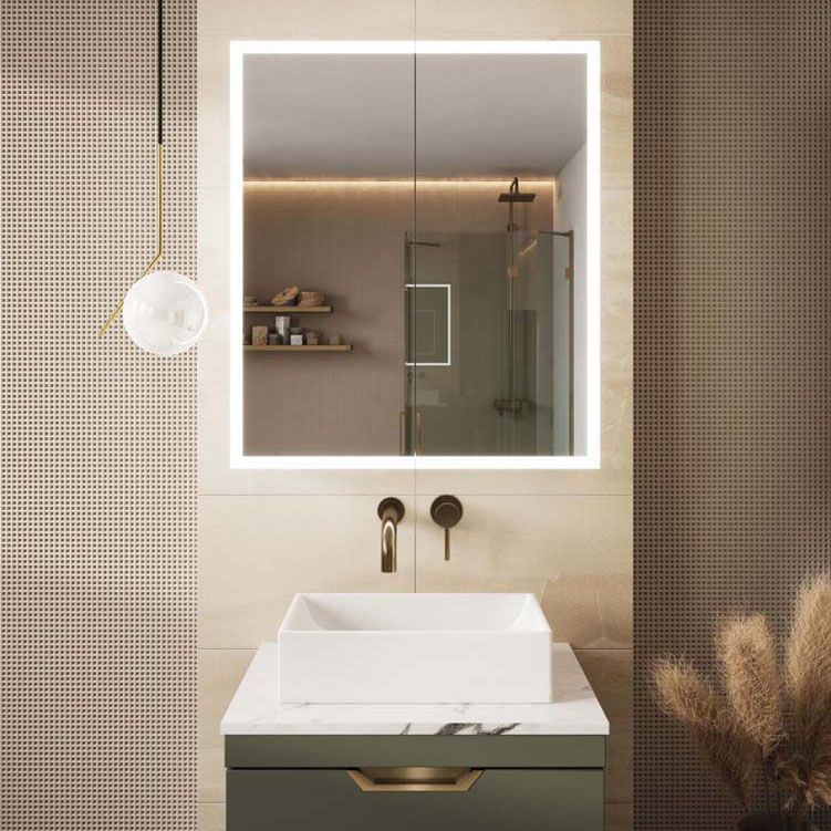 Premier Bluetooth 600x700mm Double Door LED Cabinet with Demister Pad & Shaver Socket 