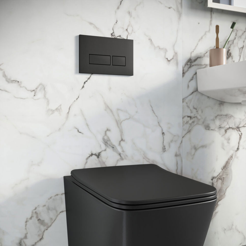 Rivera Rimless Square Wall Hung Pan Including Soft Close Seat - Gloss White 
