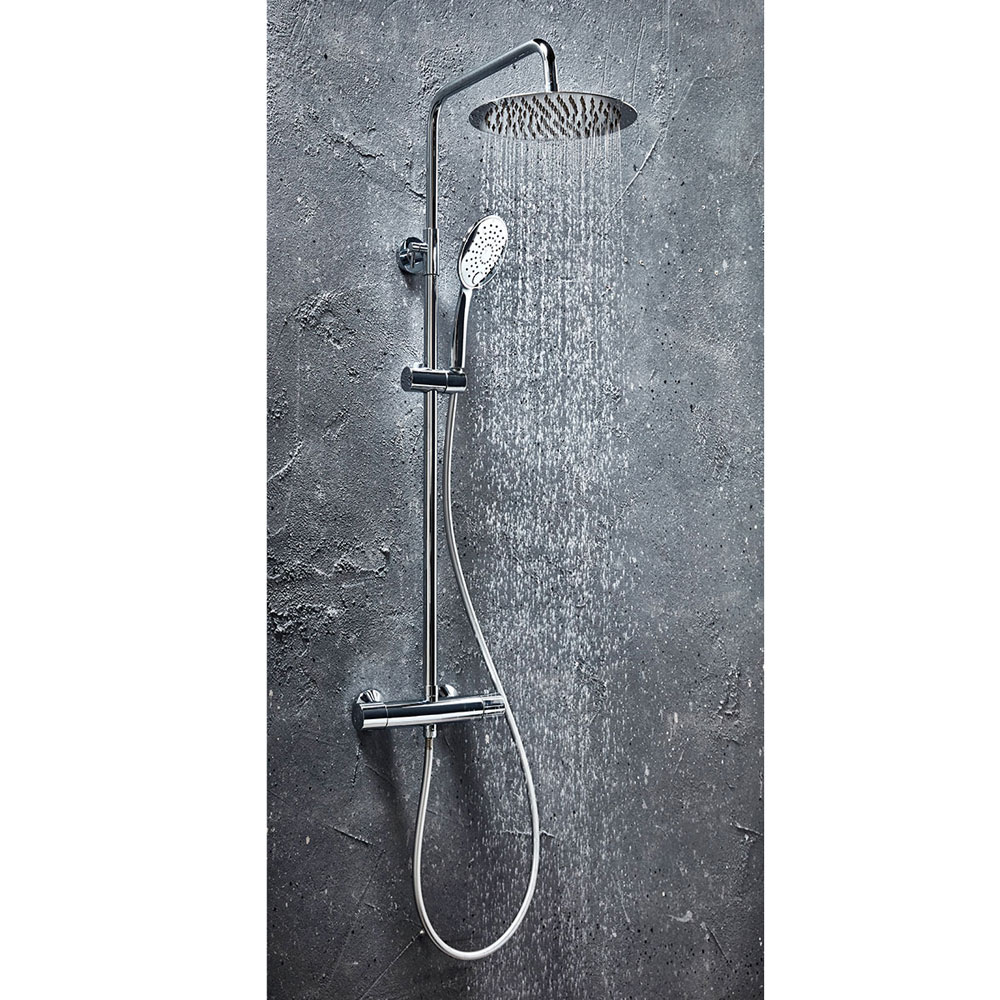 Round Cool Touch Twin Head Rigid Riser Shower