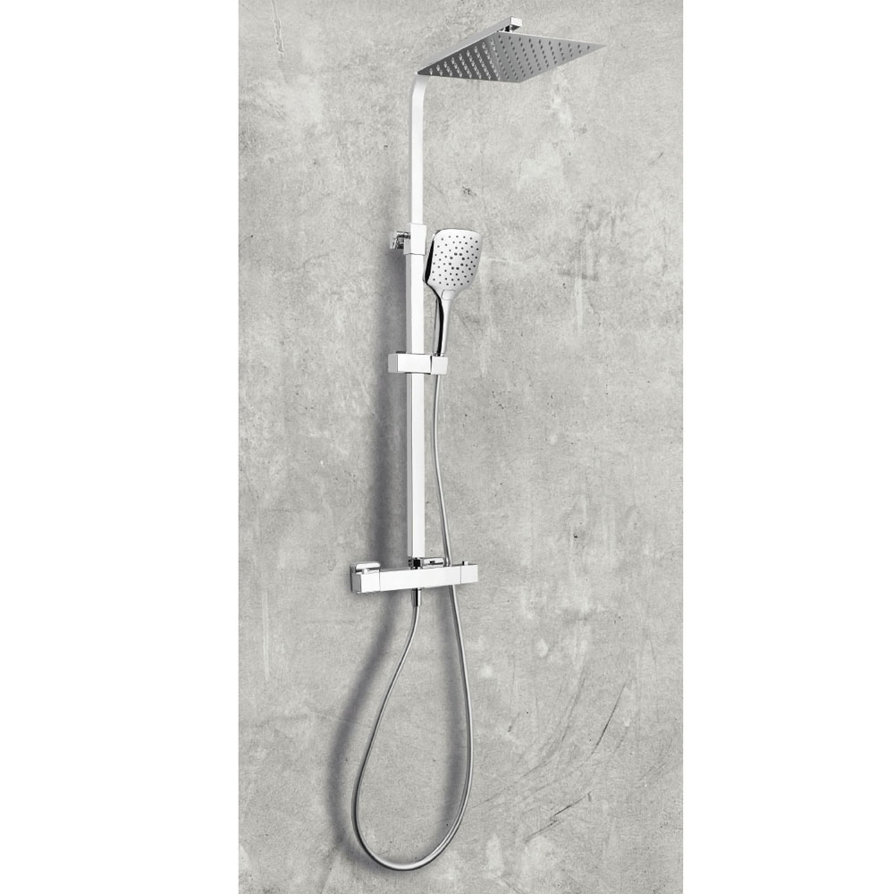 Square Cool Touch Twin Head Rigid Riser Shower