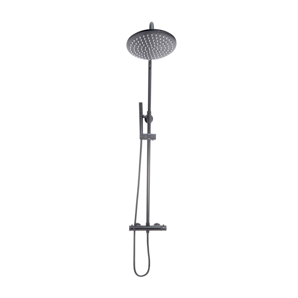 Kore Gunmetal Round Rigid Riser Shower