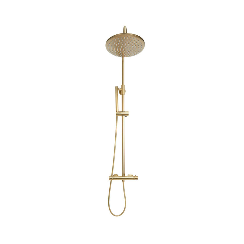 Kore Brushed Brass Round Rigid Riser Shower