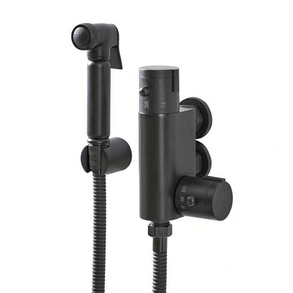 Black Douche Handset & Thermostatic Valve Set