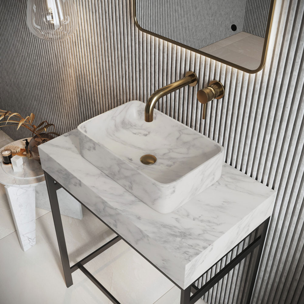 Venato Carrara Marble Countertop Rectangle Basin 420mm
