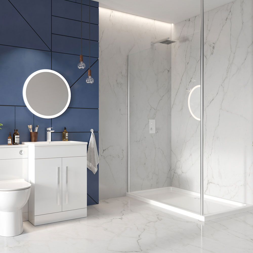 1000mm Chrome Profile Wetroom Panel