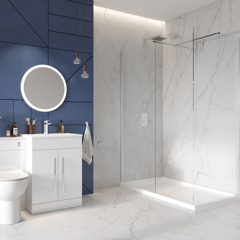 1100mm Chrome Profile Wetroom Panel